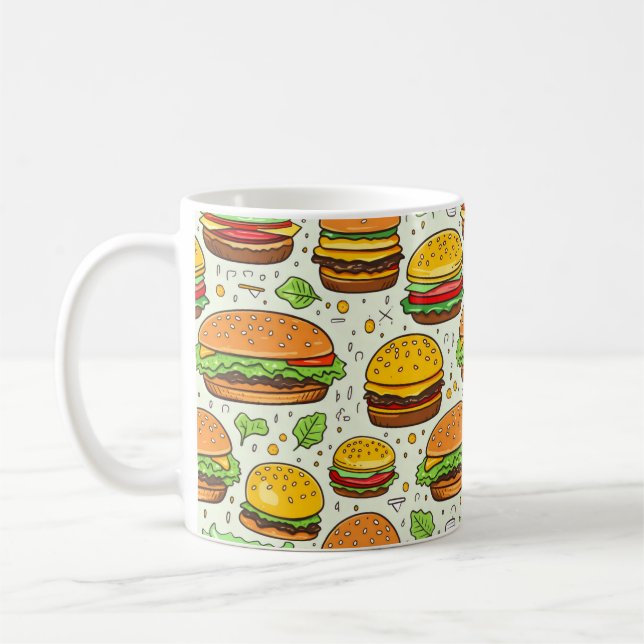 Cute Hamburgers Pattern Coffee Mug (Left)