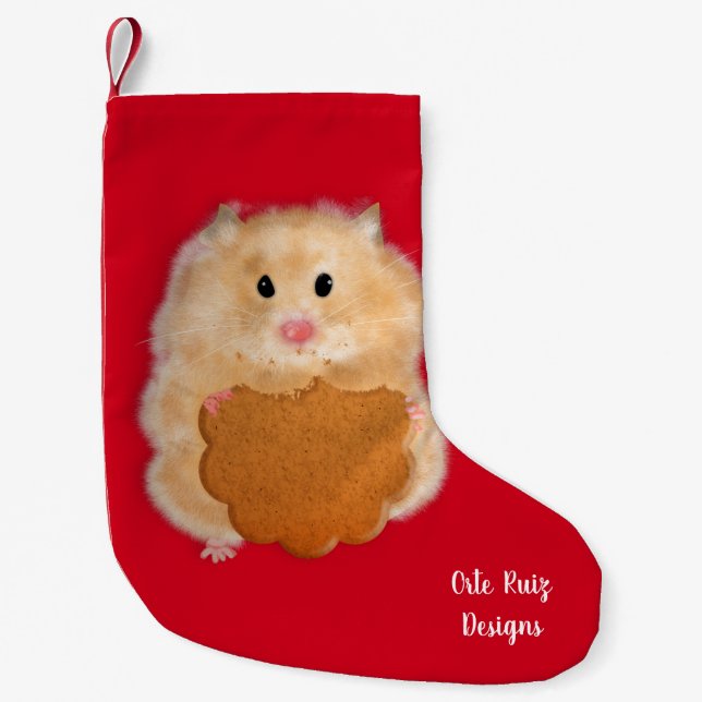 Cute hamster and biscuit Christmas Stocking (Front)