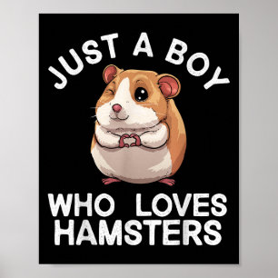Cute Hamster Art For Boys Men Kids Rodent Hamster  Poster