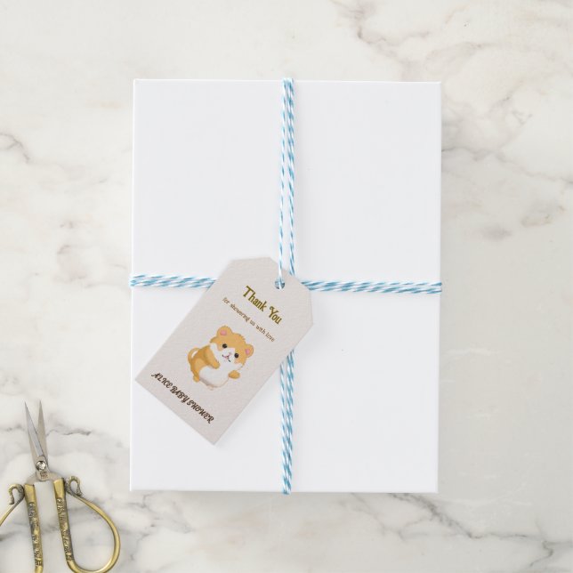 Cute Hamster Baby Shower  Gift Tags (With Twine)