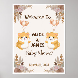Cute Hamster Baby Shower Welcome Sign