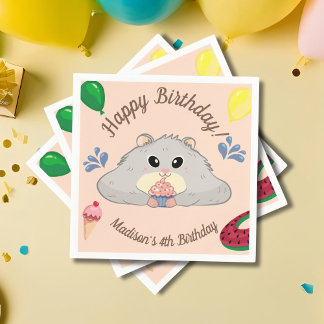 Cute Hamster Bday Pool Party  Napkin