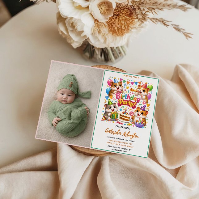 Cute Hamster Birthday Party | Kids Hamster Invitation (Cute Hamster Birthday Party | Kids Hamster Invitation
)