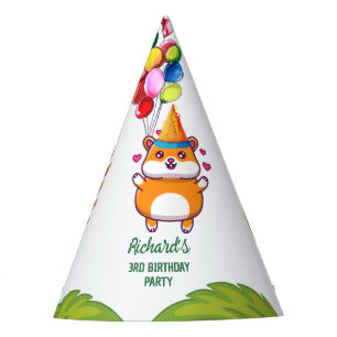 Cute Hamster Botanical Themed Kid's Birthday Party Hat
