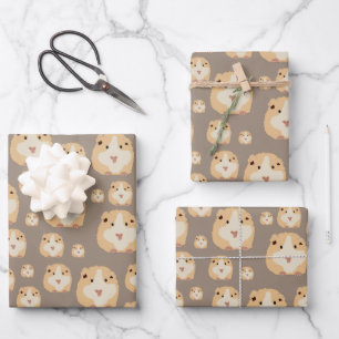 Cute Hamster Brown Pattern   Wrapping Paper Sheet