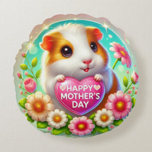 Cute Hamster Celebrating Mother’s day Round Cushion