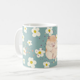 Cute Hamster & Daisy Pattern Mug – Sweet PastelMug