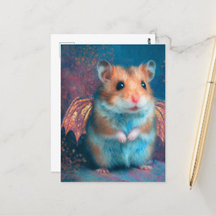 Cute hamster dragon postcard