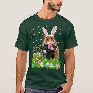 Cute Hamster Easter Day Bunny Eggs Easter Gift T-Shirt