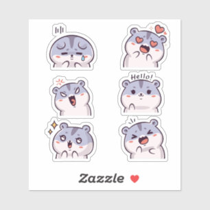 Cute Hamster Emoji Reaction Faces Vinyl Sticker 