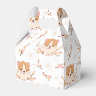Cute Hamster Face + Flowers Birthday Thank You Favour Box