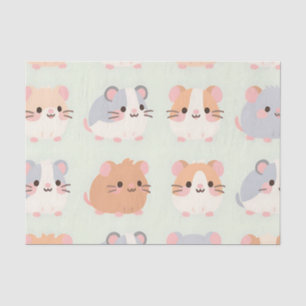 Cute Hamster Faces Kawaii Pastel Pattern Tissue Paper