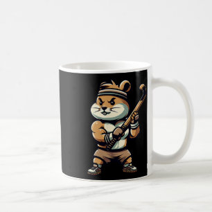 Cute Hamster Field Hockey Mascot Athlete Cartoon Coffee Mug