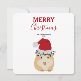 Cute Hamster Funny Animal Santa Hat Christmas Card