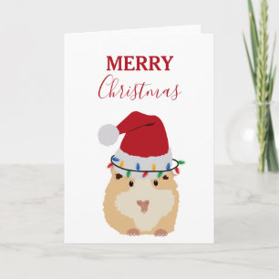 Cute Hamster Funny Animal Santa Hat Christmas Card