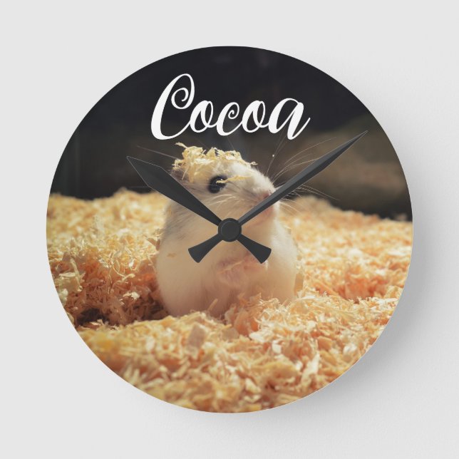 Cute Hamster Gift For Hamster Lovers Round Clock (Front)