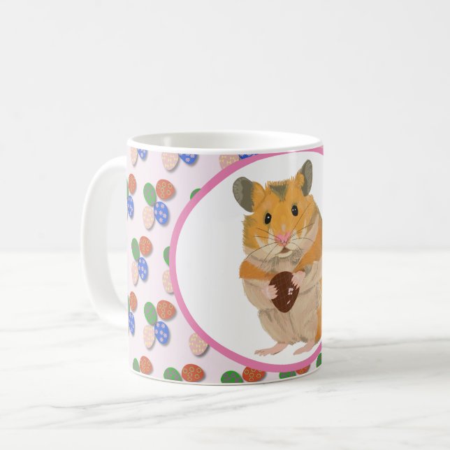 Cute Hamster holding an Easter Egg Coffee Mug (Front Left)