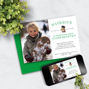 Cute Hamster Kindergarten Graduation (Green) Invitation