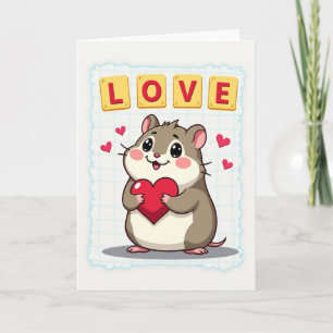 Cute Hamster Love Heart Card