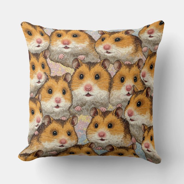 Cute Hamster Mosaic Pattern Cushion (Front)
