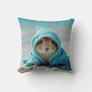 Cute Hamster on the Beach-Adorable Summer Design  Cushion