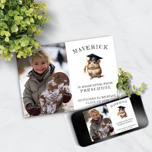 Cute Hamster Preschool Graduation Announcement