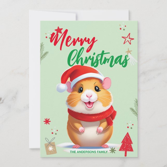 Cute Hamster santa Christmas Holiday Family name (Front)