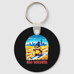Cute hamster skiing adventure in wichita ski kansa key ring