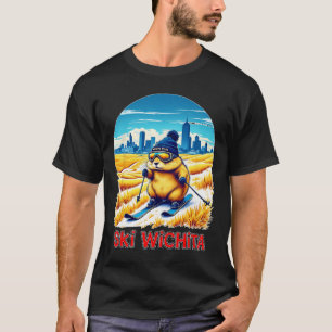 Cute Hamster Skiing Adventure In Wichita Ski Kansa T-Shirt