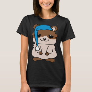 Cute Hamster Sleep Cap Eye Rings Sleepy Tired Nigh T-Shirt