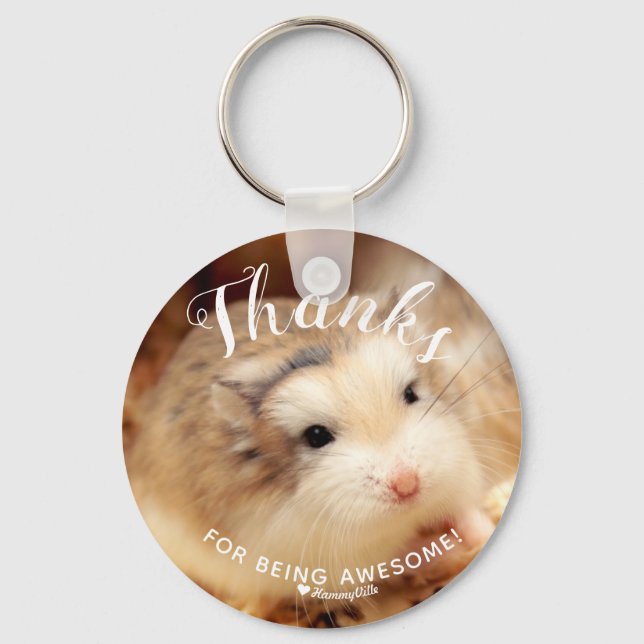 Cute Hamster Thanks for Being Awesome Key Ring (Front)