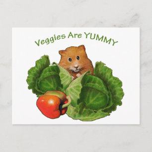 Cute Hamster: Veggies Are Yummy: Health, Nutrition Postcard