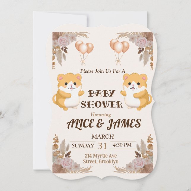Cute Hamster Watercolor Baby Shower Invitation (Front)