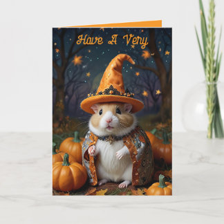 Cute Hamster Witch Halloween Greeting Card