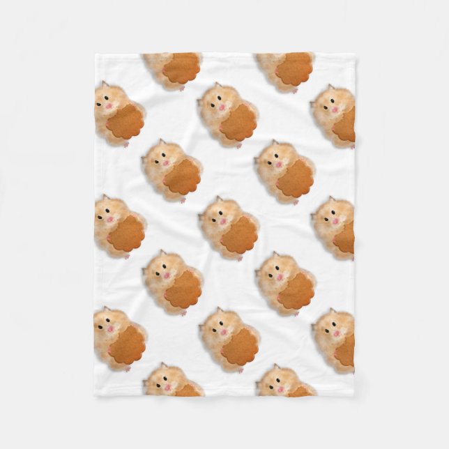 Cute hamster with biscuit illustration gift fleece blanket (Front)