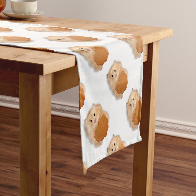 Cute hamster with biscuit illustration gift short table runner (In Situ)