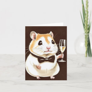 Cute Hamster with Champagne Card