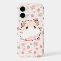 Cute Hamster with floral strawberry background
