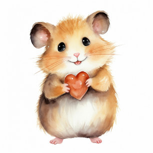 Cute Hamster with Heart Neck Tie