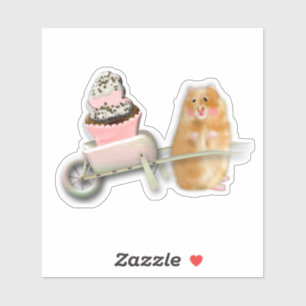 Cute hamster with muffin Custom-Cut Vinyl Sticker