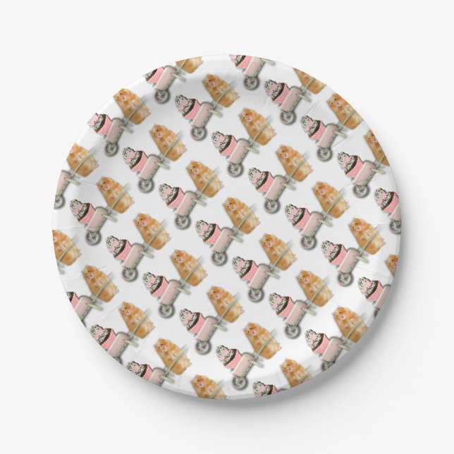 Cute hamster with muffin illustration gift paper plate (Front)