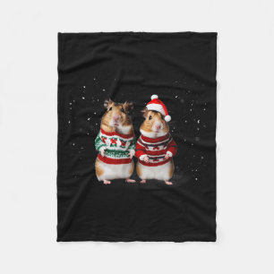 Cute Hamsters On A Snowy Picture Day In Christmas Fleece Blanket