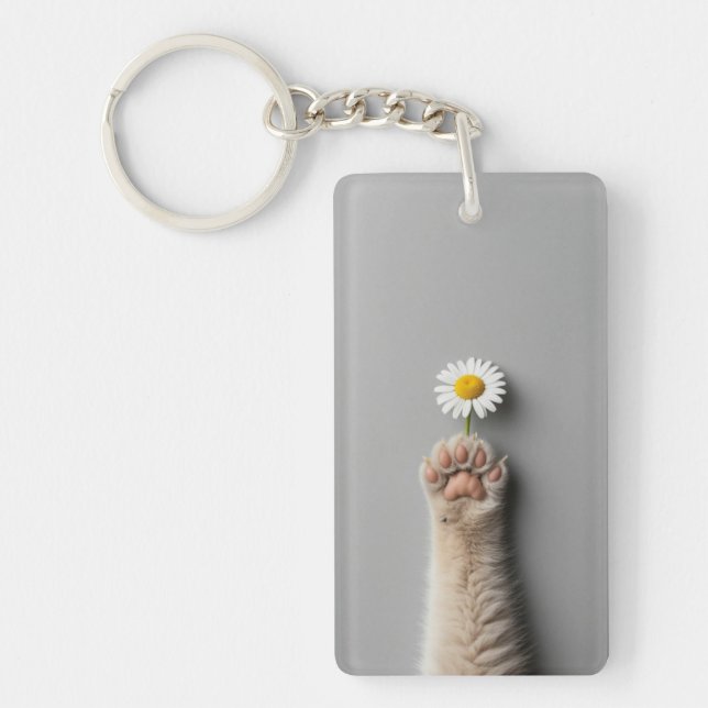 cute hand cat with flower key ring (Front)