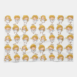 Cute Hand drawn Angel cartoon Tea Towel
