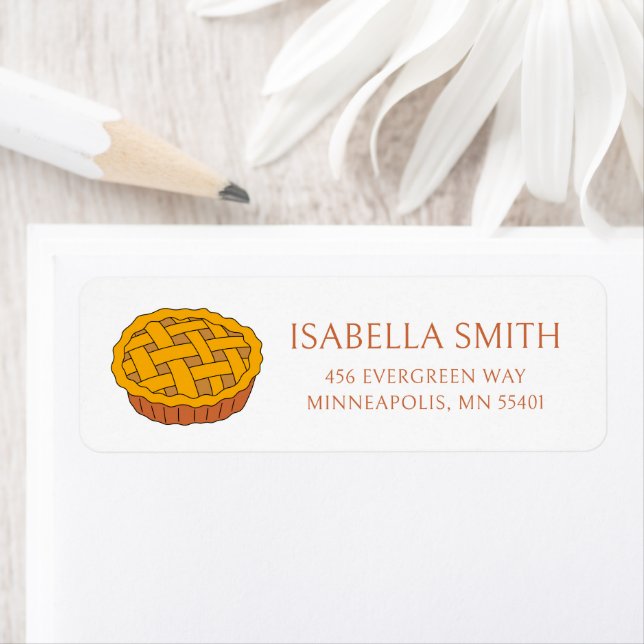 Cute Hand-Drawn Apple Pie Return Address Label (Insitu)