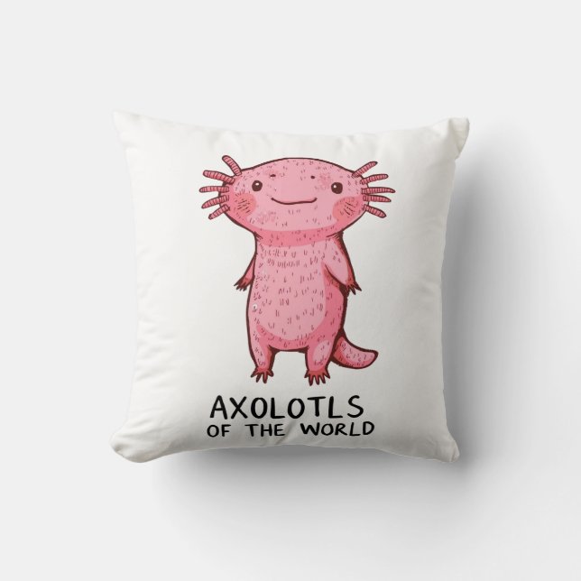 Cute Hand-Drawn Axolotl Cartoon Cushion (Front)