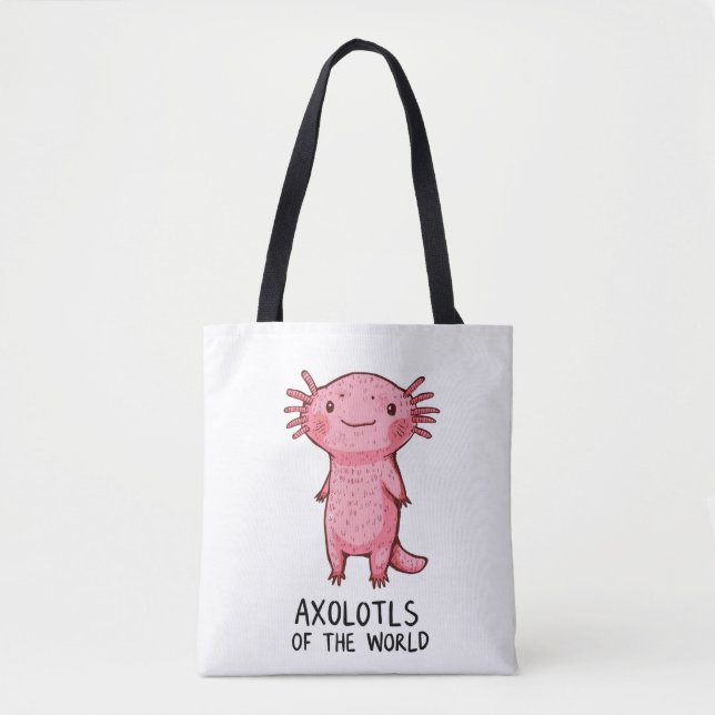 Cute Hand-Drawn Axolotl Cartoon Tote Bag (Front)