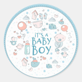 Cute Hand Drawn Baby Items Classic Round Sticker