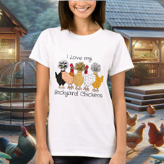 Cute Hand drawn Backyard Chickens | Chicken Mum T-Shirt
