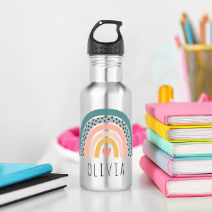 Cute Hand Drawn Boho Rainbow Personalised 532 Ml Water Bottle